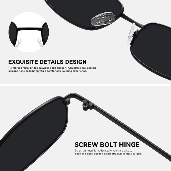 ✨Women Black Rectangle 90s Retro Small Narrow Square Frame Protection Sunglasses